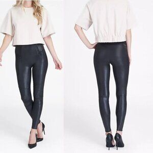 Spanx Hip Zip Faux Leather Leggings Size S